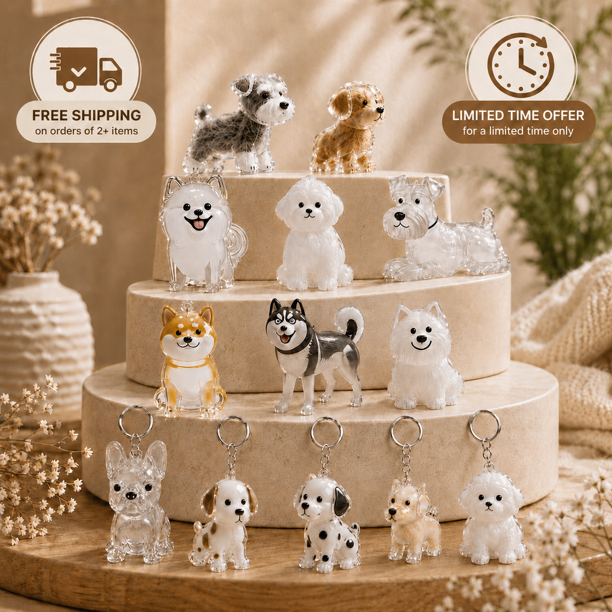 Personalized dog keepsake collection with multiple dog styles