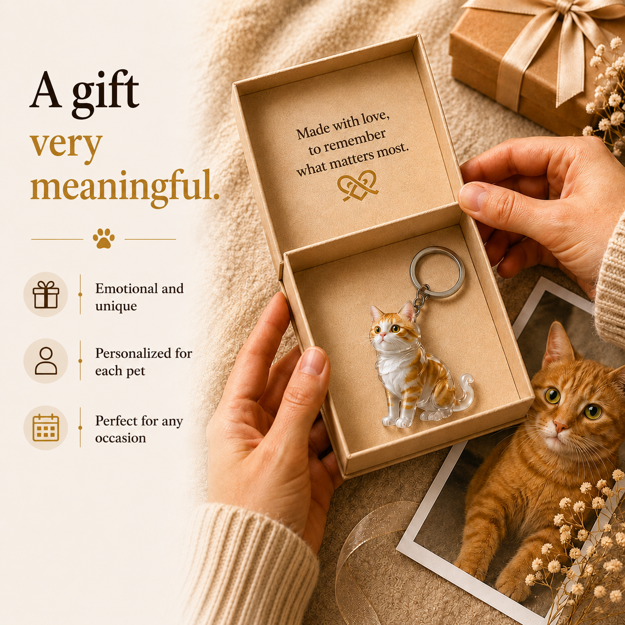 Orange cat keepsake presented as meaningful gift